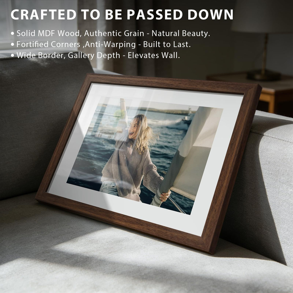 KissNow 8x10 Picture Frame 5-Pack - Brown Wooden 10x8 Frames with Tempered Glass, Classic Tabletop Gallery Frames for Photos & Art Prints