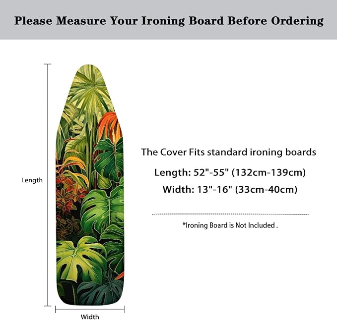 Tropical Palm Easy Installation 15x54 Ironing Board Cover and Pad