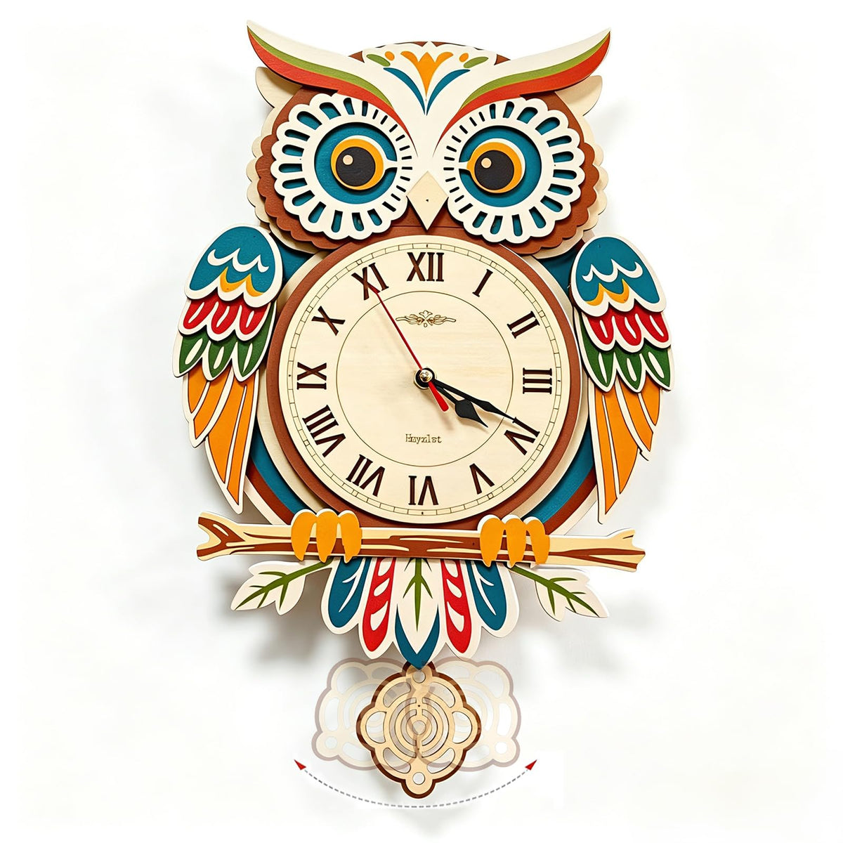 Wooden Owl Clock Puzzle—A 3D DIY Assembly kit for a Decorative wall Clock, Featuring Autumn Leaves and Bird Motifs, Perfect for Rustic Farmhouse-Style Decor in Kitchens and Living Rooms