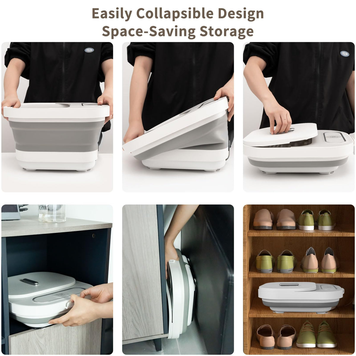 UNIFULL Collapsible Foot Spa Bath with Heat and Massage Rollers, Bubble, Foot Pedicure Kit, Temperature Control, Red Light, Pedicure Foot Spa, Foot Bath