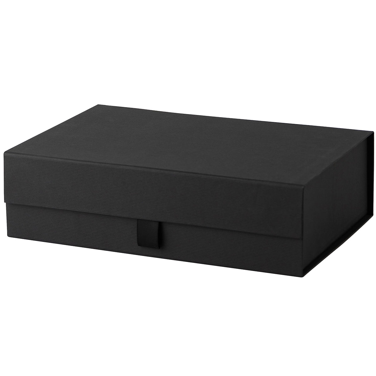 Purple Q Crafts Black Ribbed Hard Gift Box With Magnetic Closure Lid 14" x 9" x 4" Rectangle Favor Boxes With Classy Black Finish (5 Boxes)