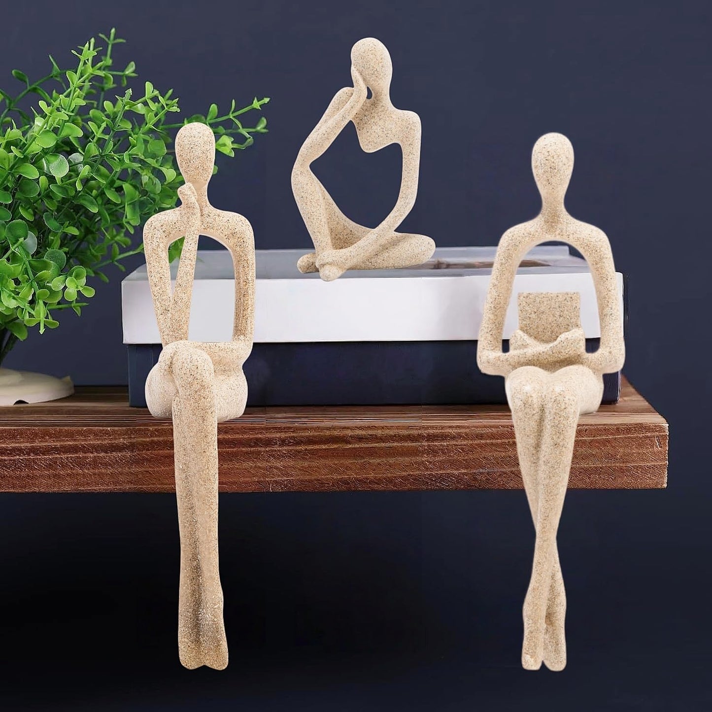 Gold Home Decor Thinker Statue Accents, Set of 3 Thinker Sculptures Office Decor Modern Abstract Resin Decoration on Shelf Table Desk for Living Room Office Bedroom Bookshelf Decor (Small)