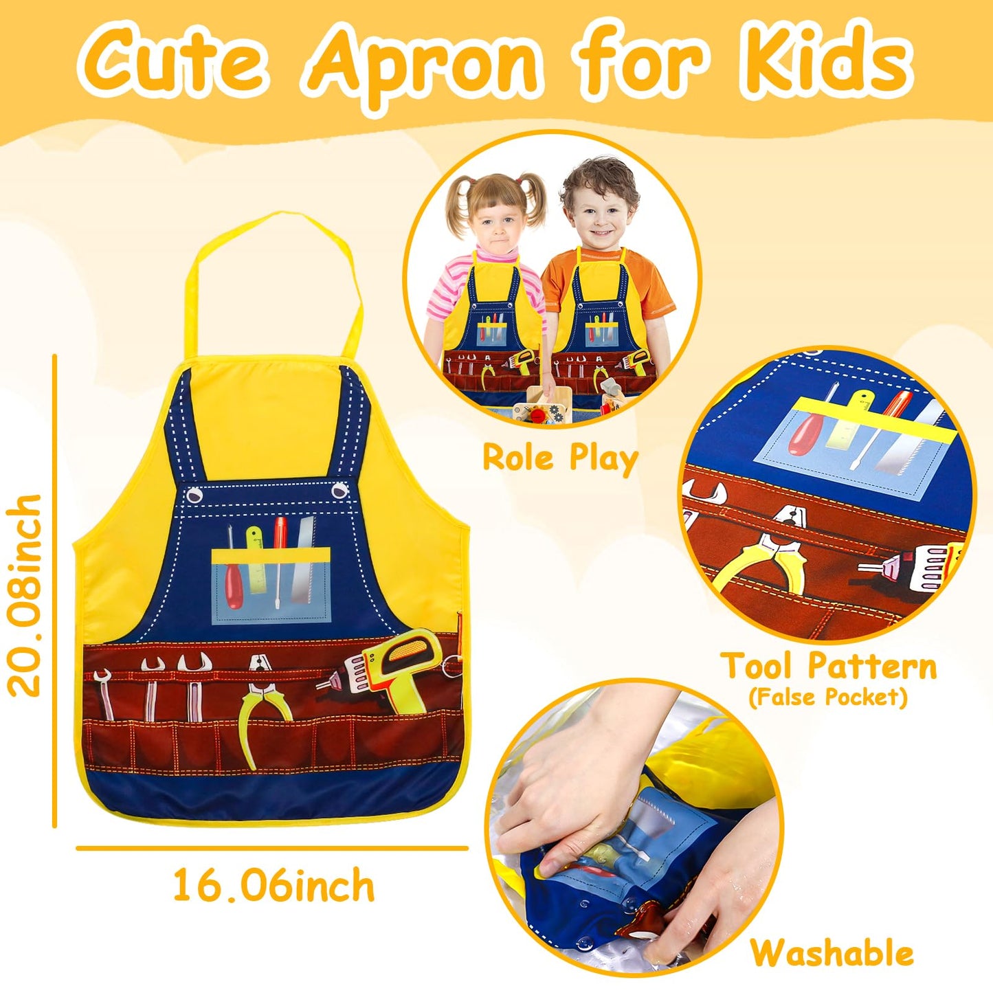 TONZE Kids Tool Set with Apron, 39 PCS Wooden Toddler Tool Bench Box Montessori Toys for 2 3 4 Year Old Boys Girls, Educational STEM Construction Toys Pretend Play Toddler Toys Age 3-5 Birthday Gift