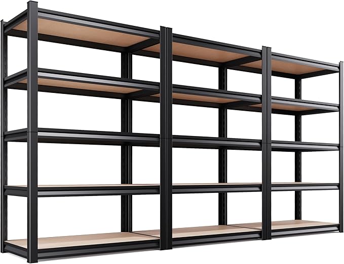 AOAORRG Set of 3 Garage Shelving Heavy Duty Storage Shelves, Metal Adjustable Shelving Unit, Utility Garage Organizer Shelf for Basement, Pantry, Kitchen, Warehouse, 45.6" Wx19.7 Dx78 H