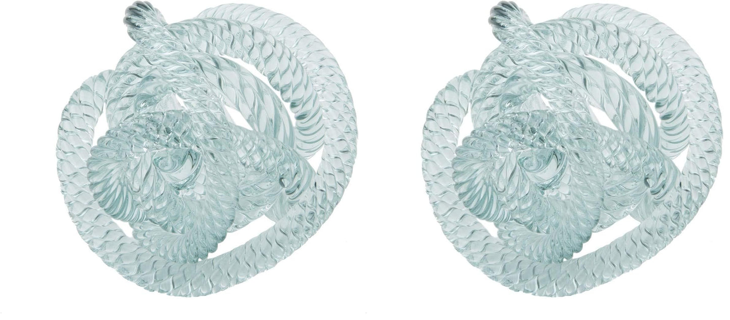 Beachcombers Small Light Blue Glass Rope Knot Coastal Beach Nautical Decor Decoration Teal (Pack of 2)