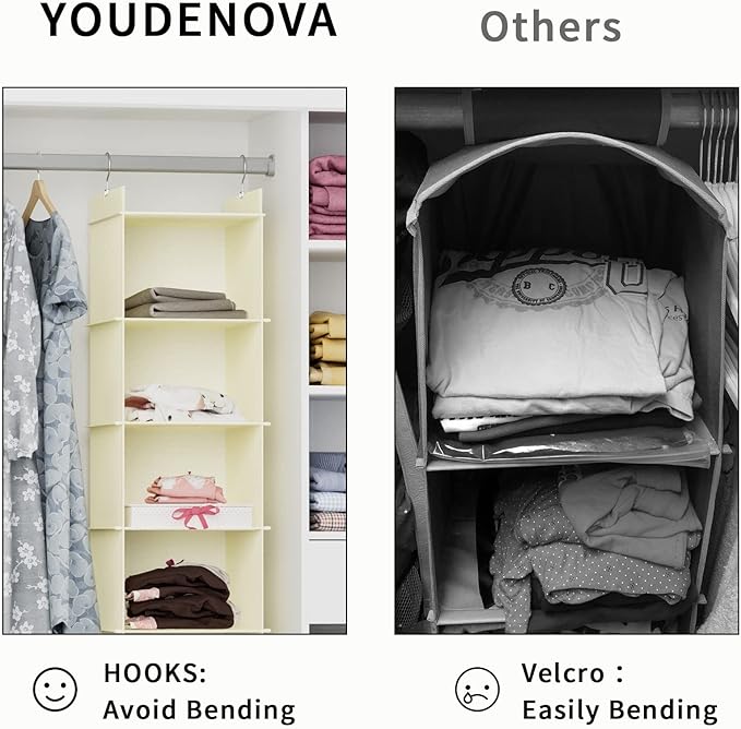 YOUDENOVA Hanging Closet Organizer, 6-Shelf Closet Hanging Shelves