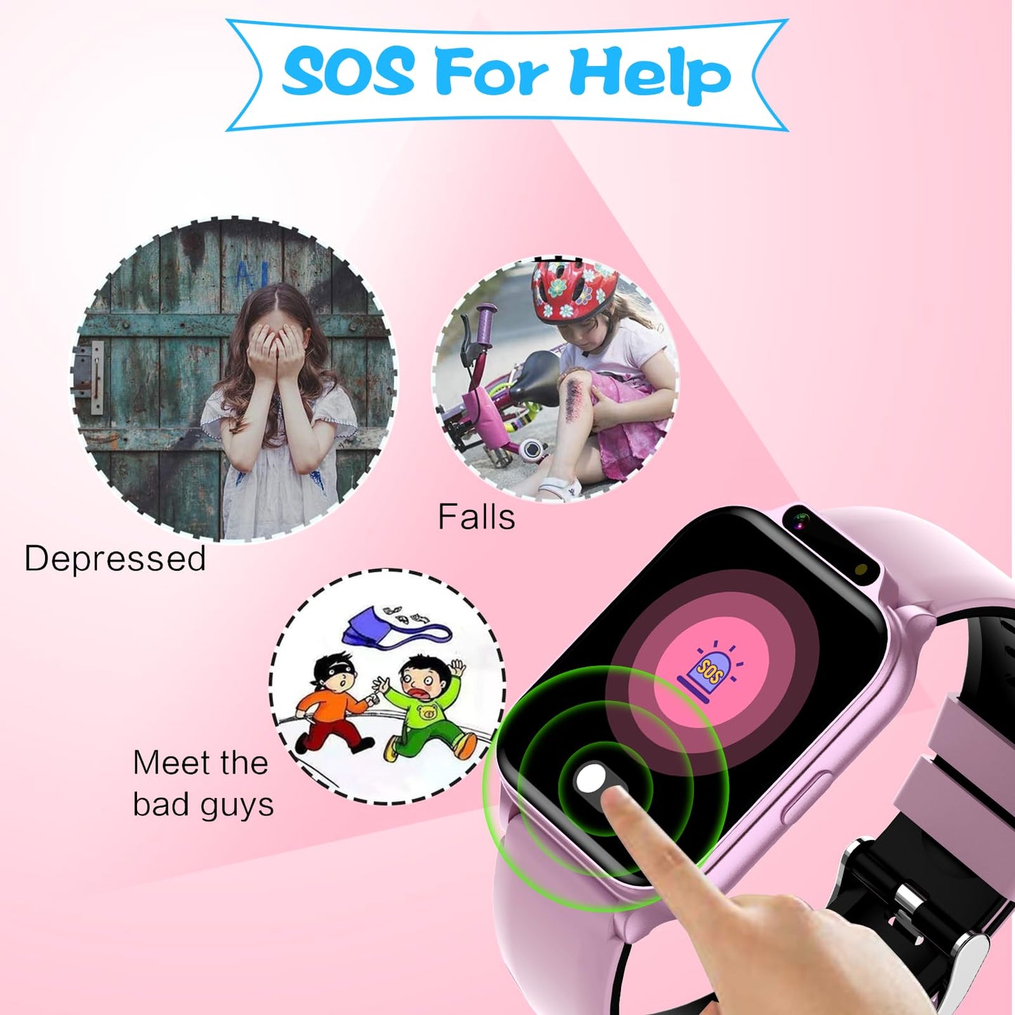 Smart Watch for Kids, 1.85" Fitness Tracker with Heart Rate, Sleep Monitor, IP68 Waterproof Smartwatches with Video Music, Pedometer, Game, NO APP/Phone, Gift for Boys Girls. (Classic, Pink)