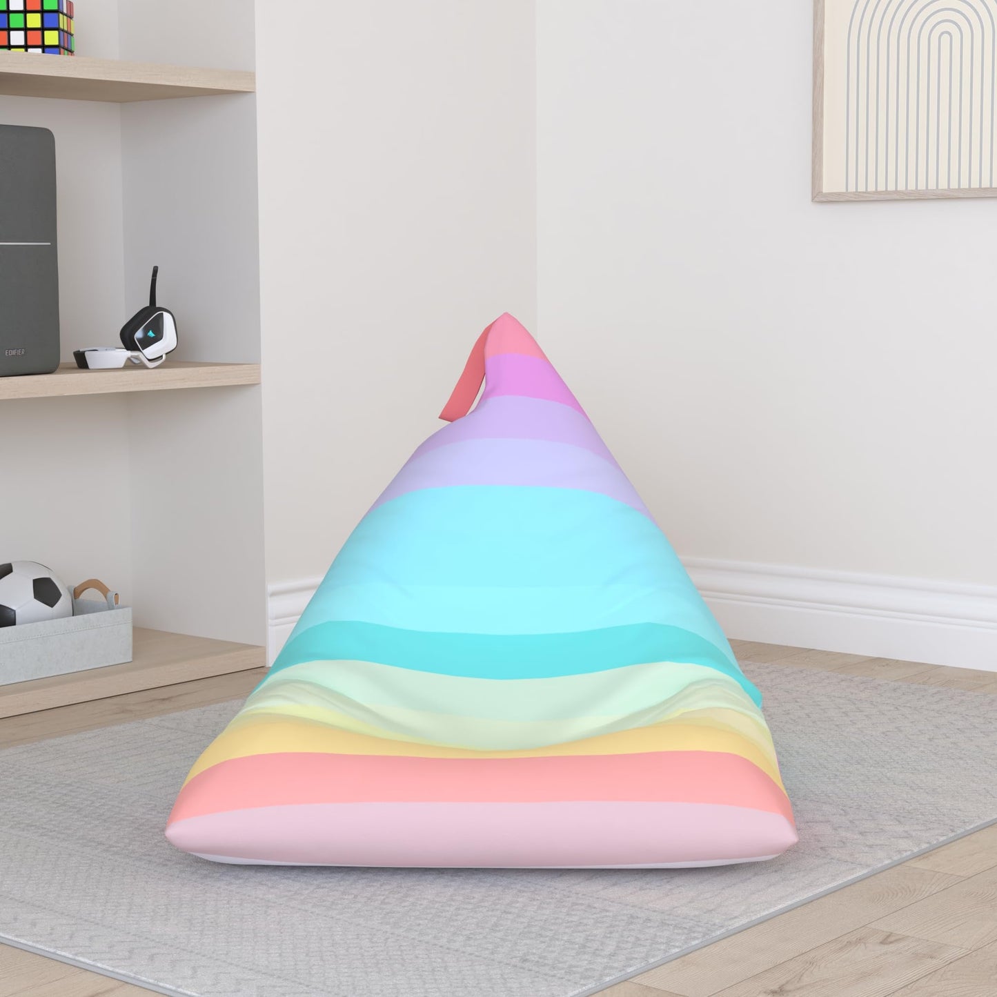 Nobildonna Stuffed Animal Storage Bean Bag for Kids (No Filler), Extra Large 250L Bean Bag Chair Cover Only, Washable Beanbag Without Filling Soft Premium Canvas Stuffable Bean Bag Cover (Rainbow)