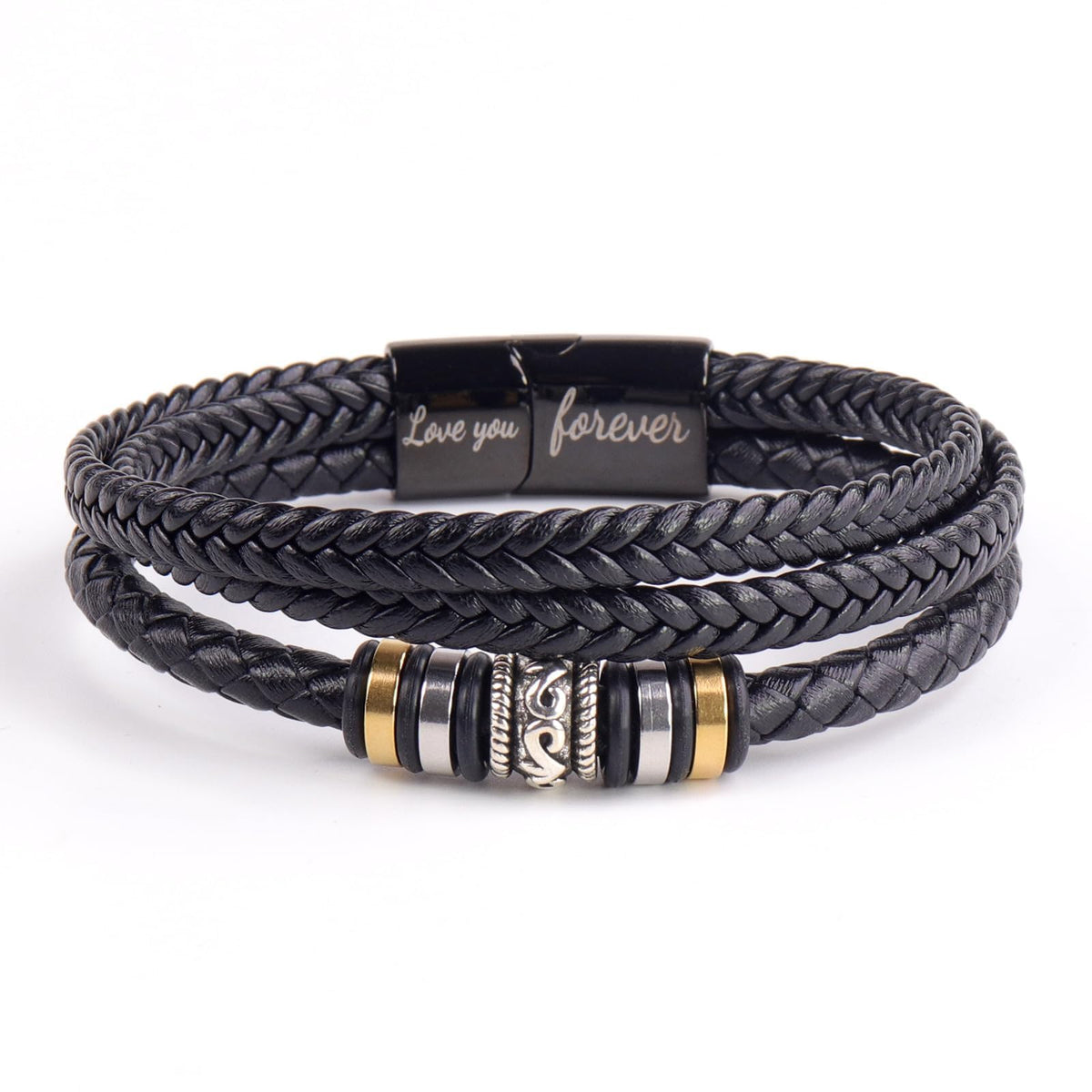 LIU JUN To My Son Grandson Bracelet From Mom Grandma, Infinity Knot Love You Forever Linked Together Handmade Leather Cuff Mens Birthday Weave Gift Jewelry (Love You Forever)