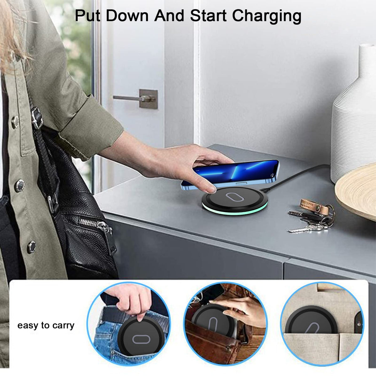 Wireless Charger Samsung Fast Charging Pad for Samsung Galaxy S26/S25 Ultra/S24 FE/S23 Ultra/S22/S21/Z Flip 6 5,15W Wireless Charging Station Charger Mat and QC Adapter for Google Pixel 10 9 8a 7a