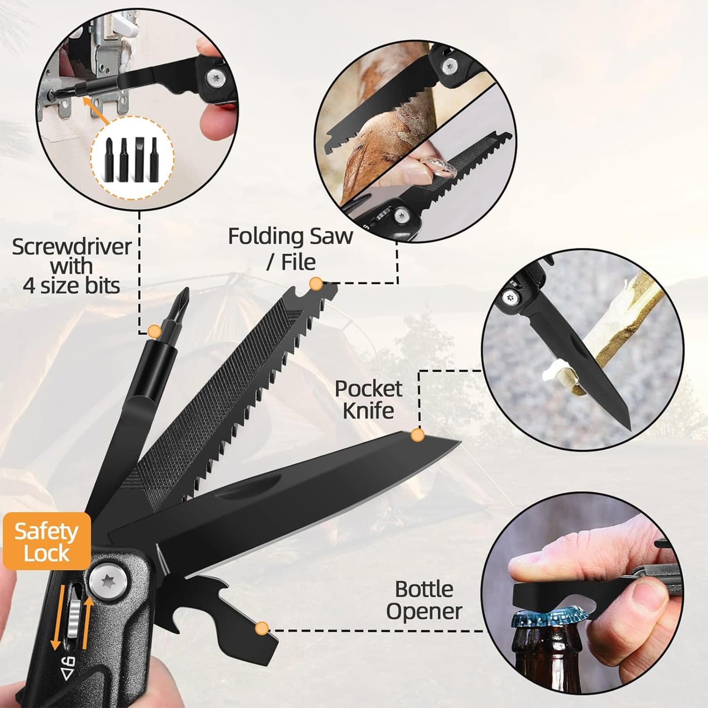 Gifts for Him, Hammer Multitool 15 in 1, Gifts for Men Boyfriend, Anniversary Birthday Fathers Valentines Gifts for Adults Dad Husband Grandpa, Outdoor Camping Accessories Survival Gear Cool Gadgets