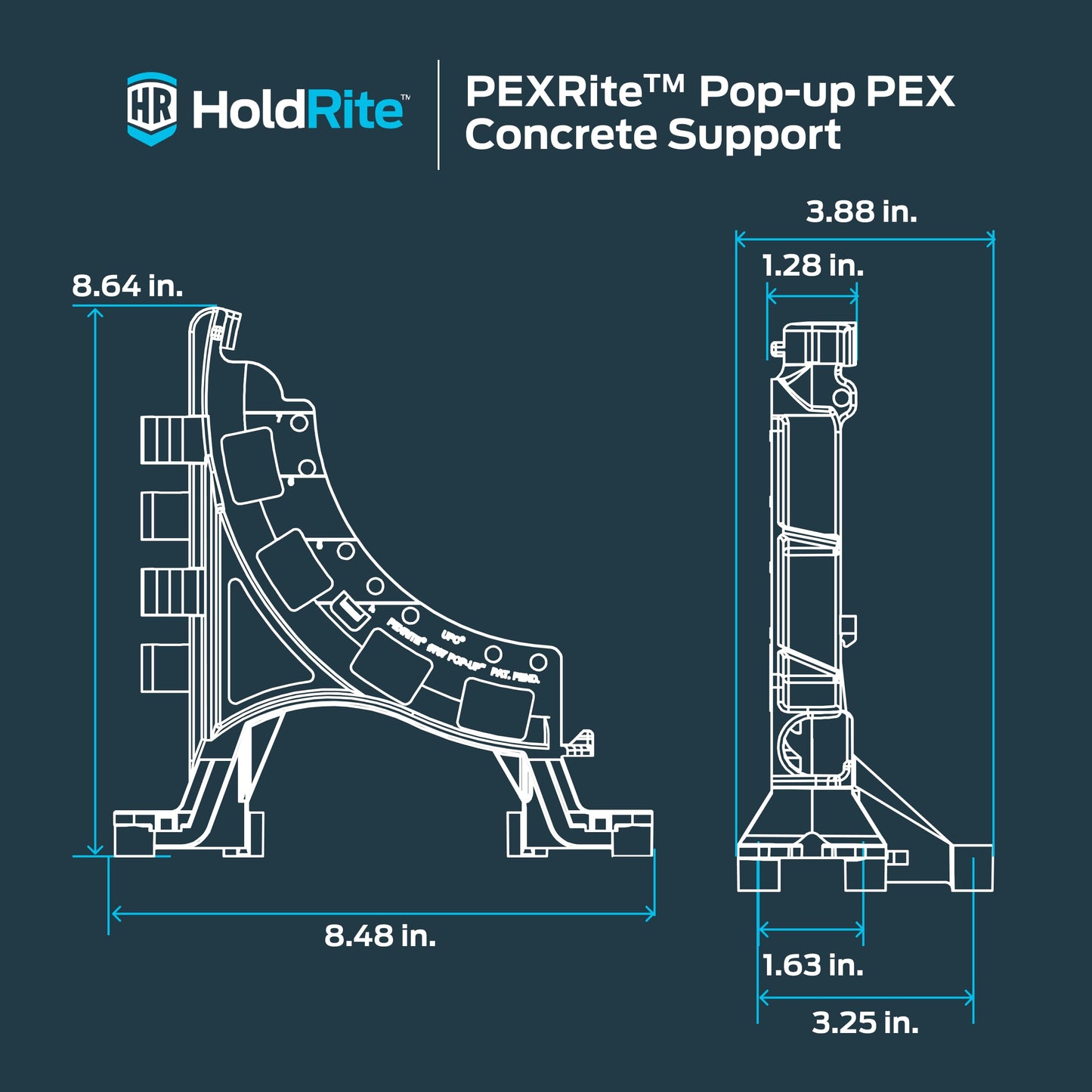 HoldRite PEXRITE 3/8 inch to 1-1/2 inch Pop Up In Slab Single Tube Support, Pack of 25, 707