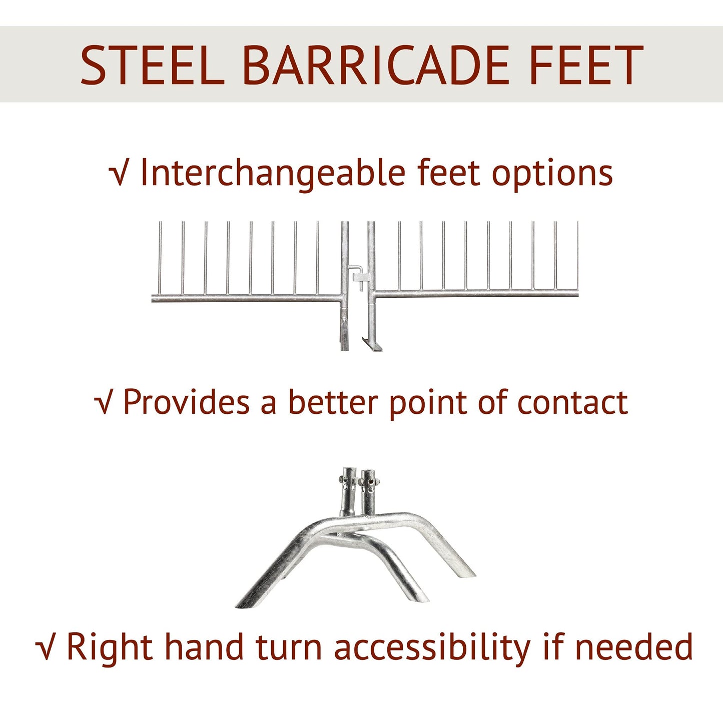 Angry Bull Barricades Metal Interlocking Steel Barricade (8.5 Ft. Heavy Duty, Bridge Feet, Blue Powder Coated, Set of 10)