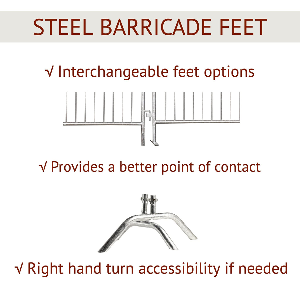 Angry Bull Barricades Metal Interlocking Steel Barricade (8.5 Ft. Heavy Duty, Bridge Feet, Blue Powder Coated, Set of 10)