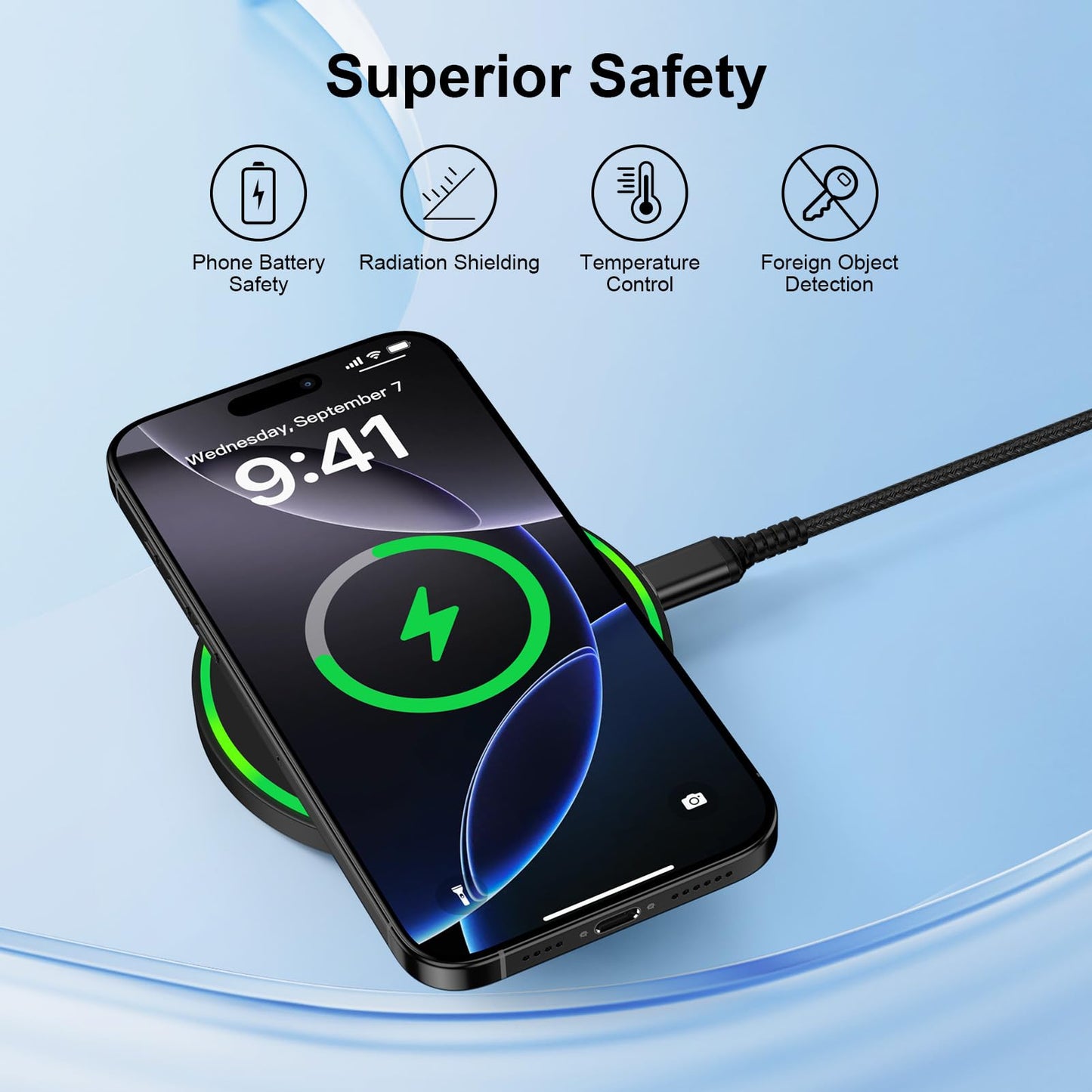 15W Wireless Charger for Motorola Fast Charging Pad for Moto G Power(2025)/Stylus(2025)/Edge+/Edge 70/Razr+/60 Ultra, 2Pack Android Wireless Charging Station for Pixel 10, Samsung S26 S25,with Adapter