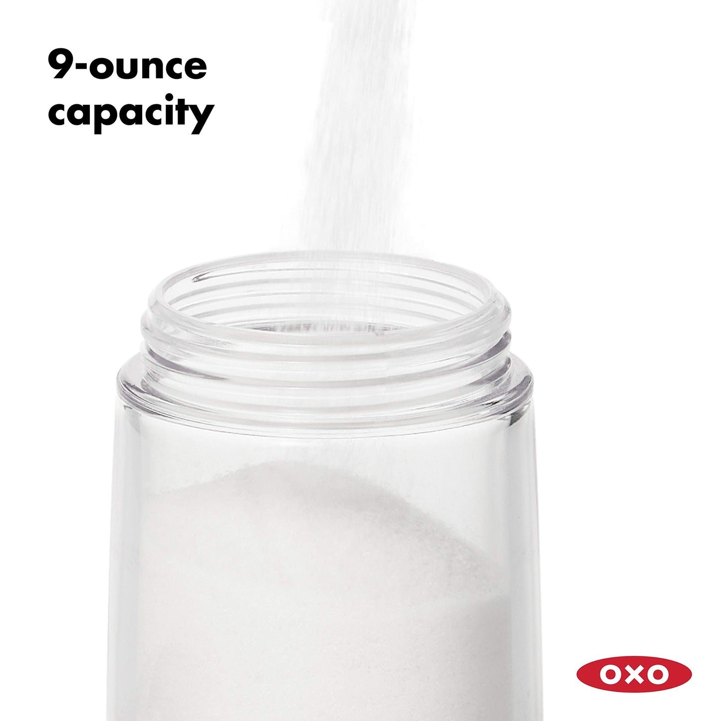 OXO Salt and Pepper Shaker Set (Clear) + OXO Good Grips Plastic Sugar Dispenser