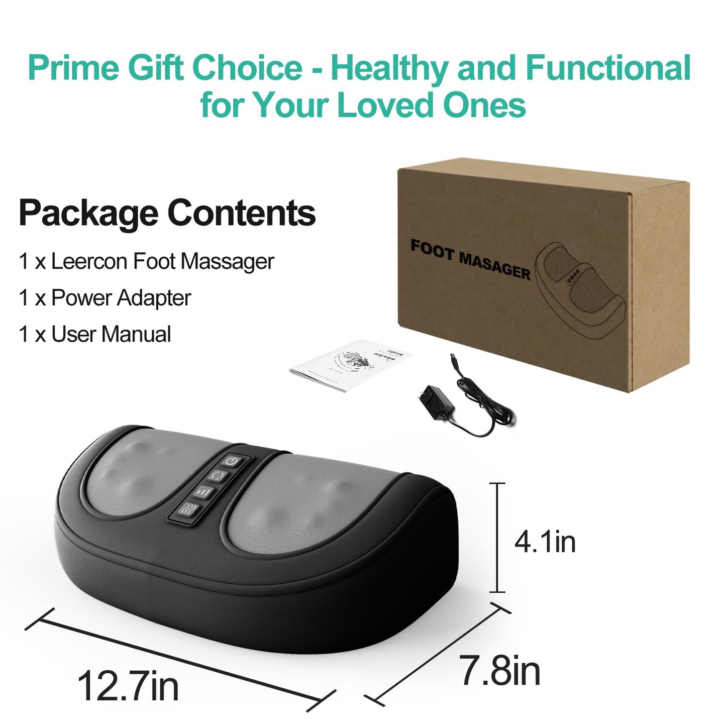 Foot Massager with Heat, Electric Kneading Plantar Fasciitis Treatment Machine, Circulation and Pain Relief for Foot and Calf Massage, Gifts for Dad, Mom and Lover