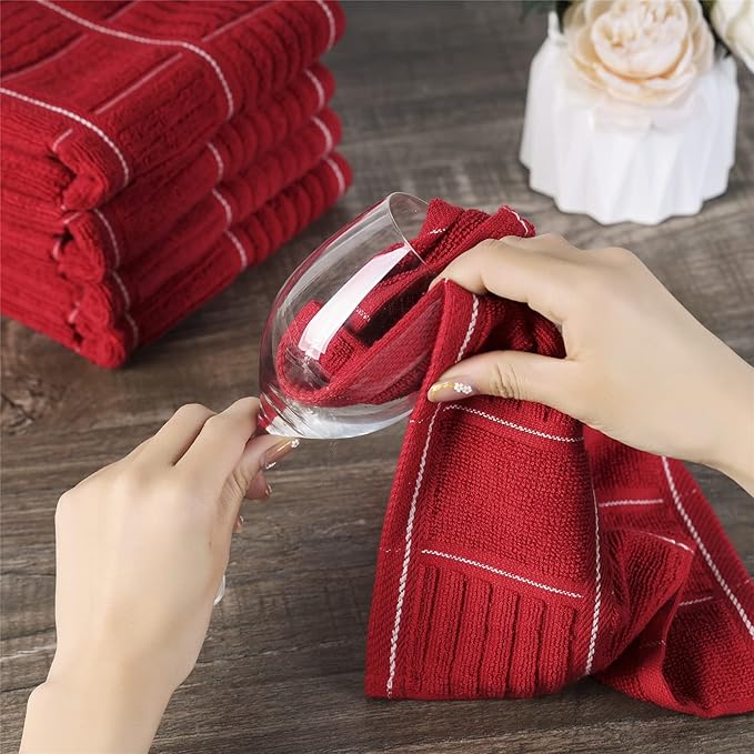 Glynniss Red Kitchen Towels and Dishcloths Set, Dish Towels and Dish Rags Set