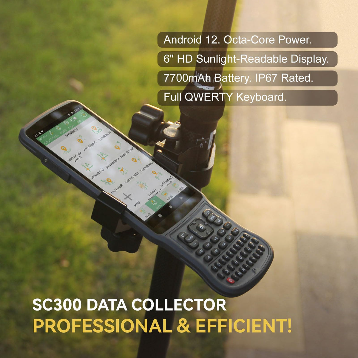 L1-AR GNSS RTK Rover – AR+ GNSS, GPS RTK Handheld Collector with Software & Visual Stakeout, Global Shutter with 2 MP, 2cm Accuracy, 15km UHF, 120° Tilt Survey | Professional Support