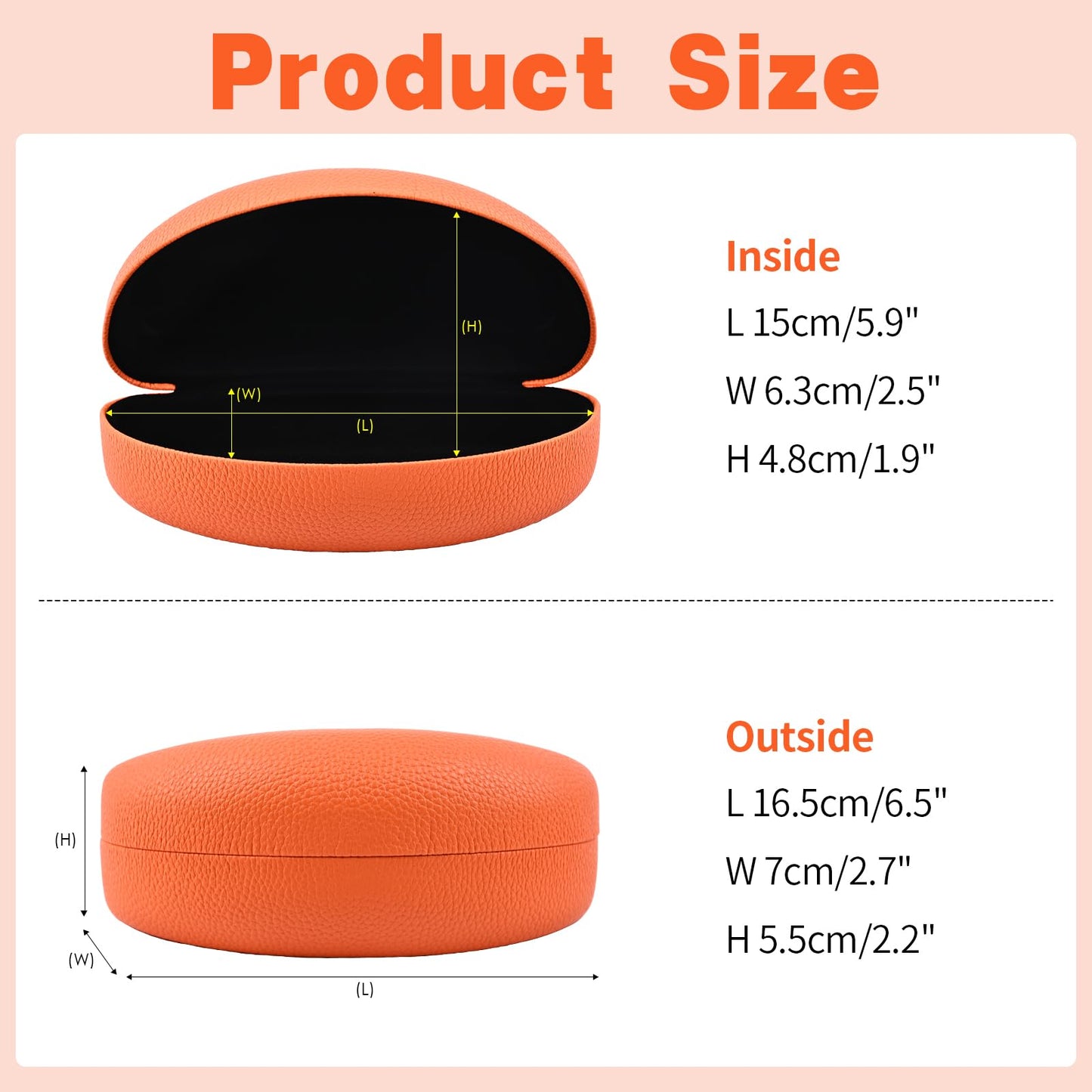CHZZMS 2 PACK Large Hard Shell Sunglasses Case, Protective Case For Sunglasses and Eyeglasses (orange+red)