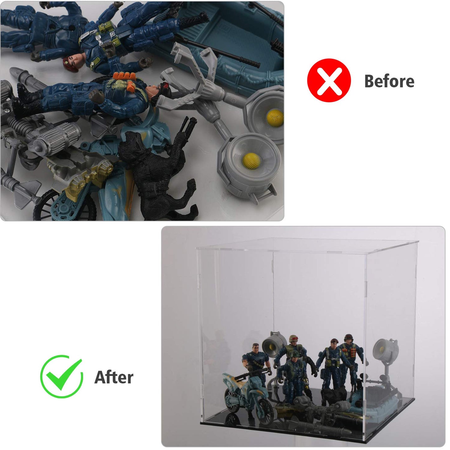 Evron Display Case for Collectibles Assemble Clear Acrylic Box Alternative Glass Case for Display Action Figures Home Storage & Organizing Toys (10.5x7.5x2 inch; 26x19x5 cm)