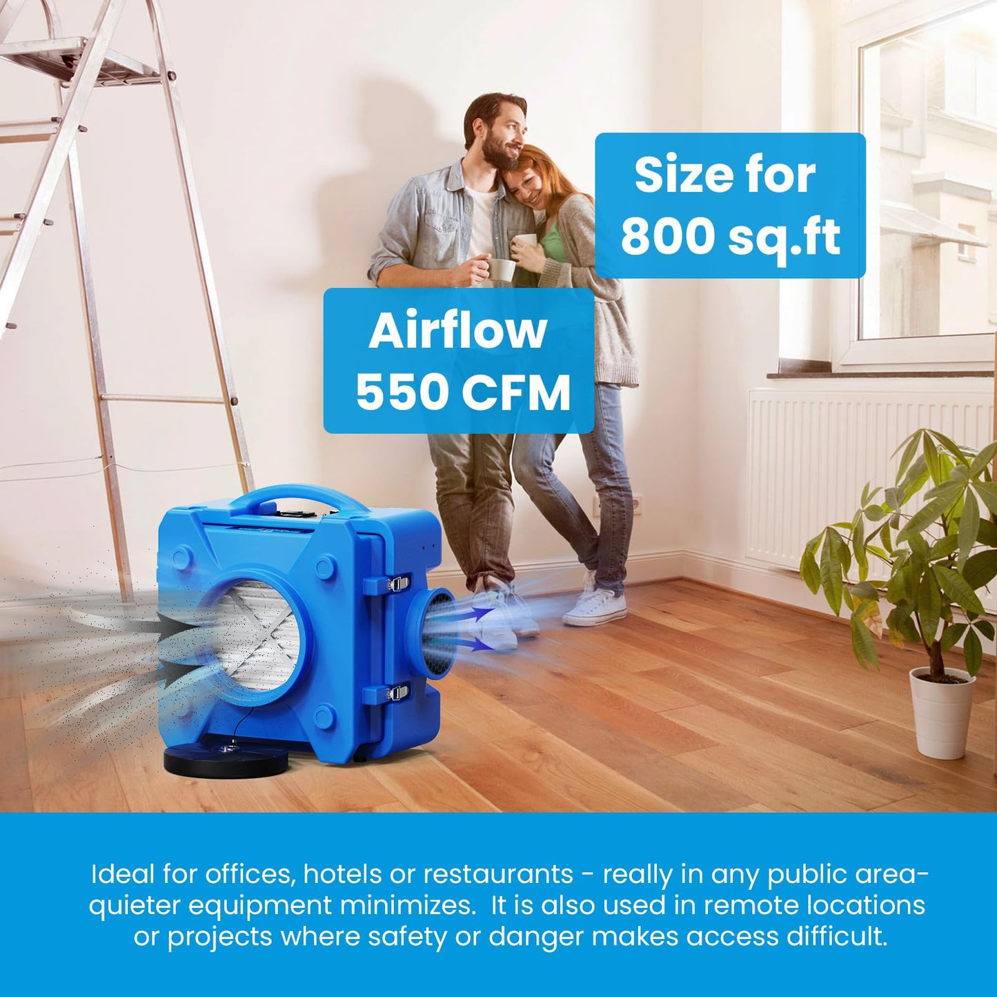 CADPXS Shield-550 Air Scrubber Blue and 12" Inlet Duct Bundle
