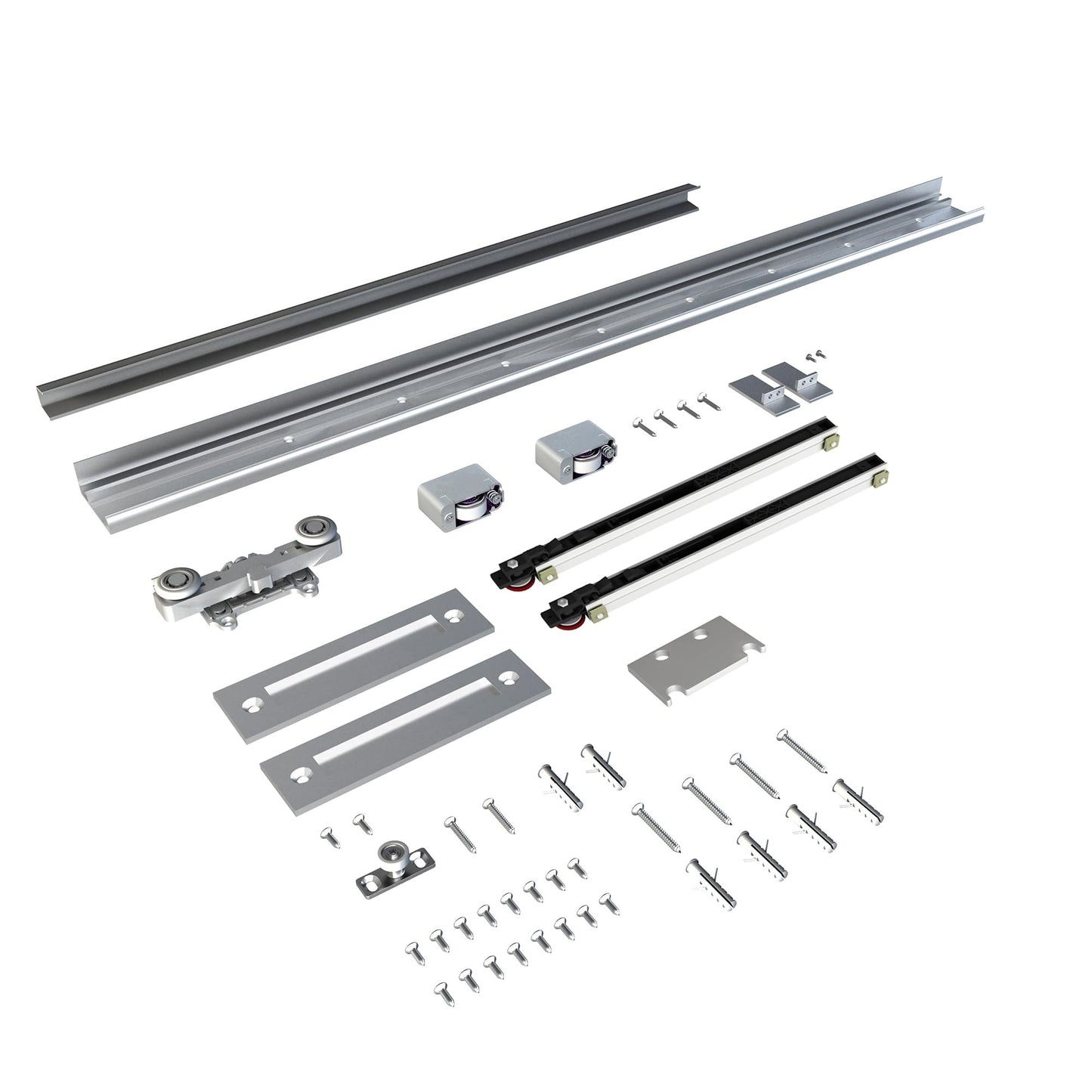 JUBEST 36"x84" Concealed Sliding Barn Door with Horizontal Groove and Soft Close Hardware Kit, White Flush Hidden Door for Opening 32"-34"x80", Waterproof and Smooth Sliding, for Interior Using