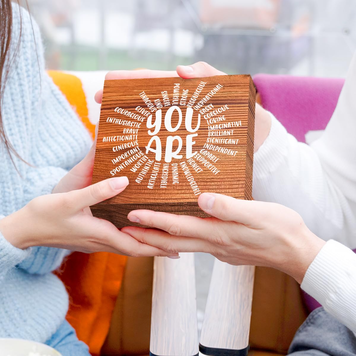 Inspirational Wood Box Sign You Are Sun Wooden Block Signs Motivational Quote Desk Décor for Home Office Bedroom Table Décor-Rustic Positive Desk Decor