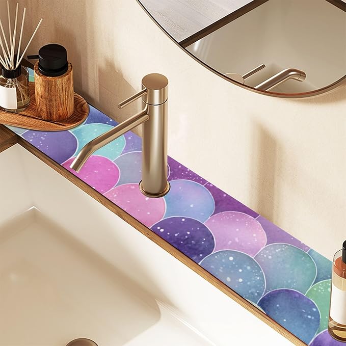 Kitchen Sink Splash Guard 2 PCS 14.7 Inch Sink Faucet Mat Splash Guard