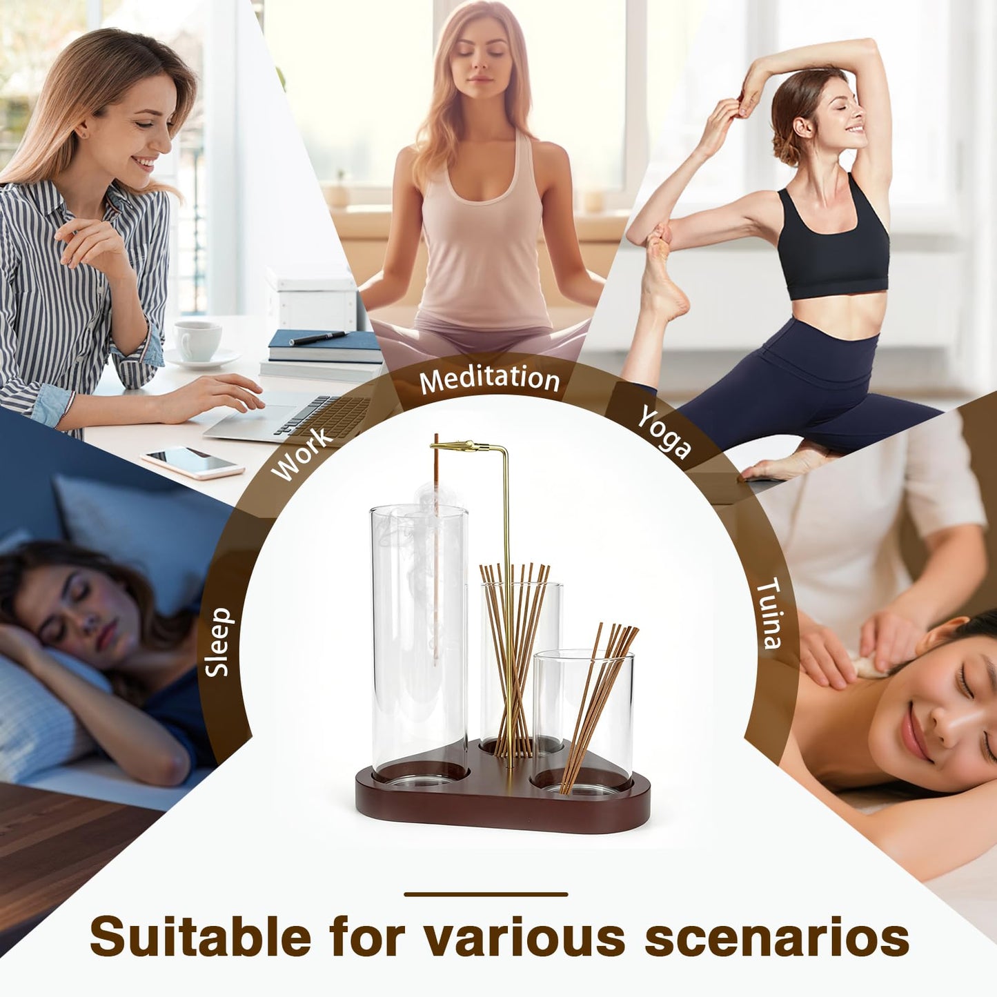 3 in 1 Incense Holder, Incense Burner, Insence-Stick Holder Mess-Free Incense Burner Holder, Ideal for Meditation, Yoga, Relaxation, and Home Decor - Anti-Ash Flying