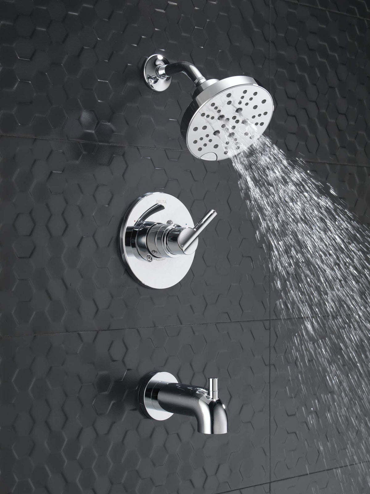 Delta Nicoli 14 Series H2Okinetic Bathtub and Shower Faucet Set, Chrome Shower Head and Handle Set, Valve Trim Kit, Chrome 144749 (Valve Included)