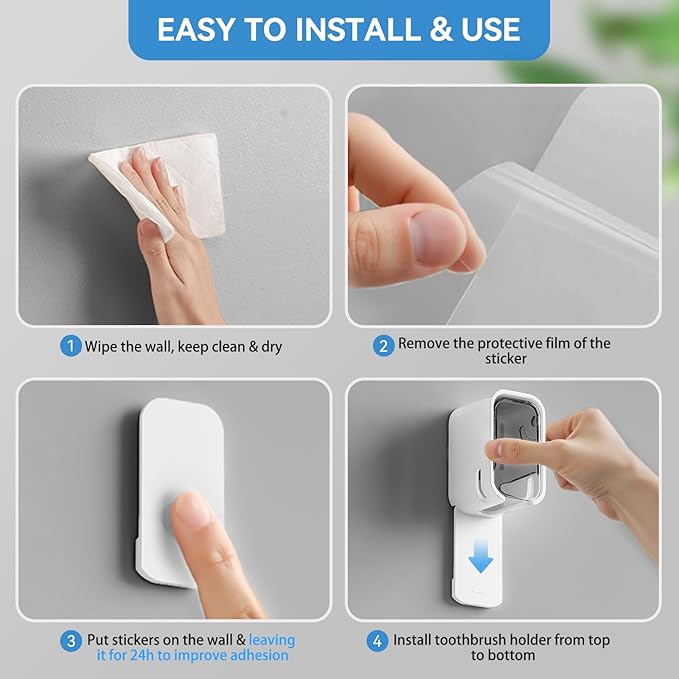 Toothbrush Holders for Bathroom【Innovation Single Slot Design】 2PCS Toothbrush