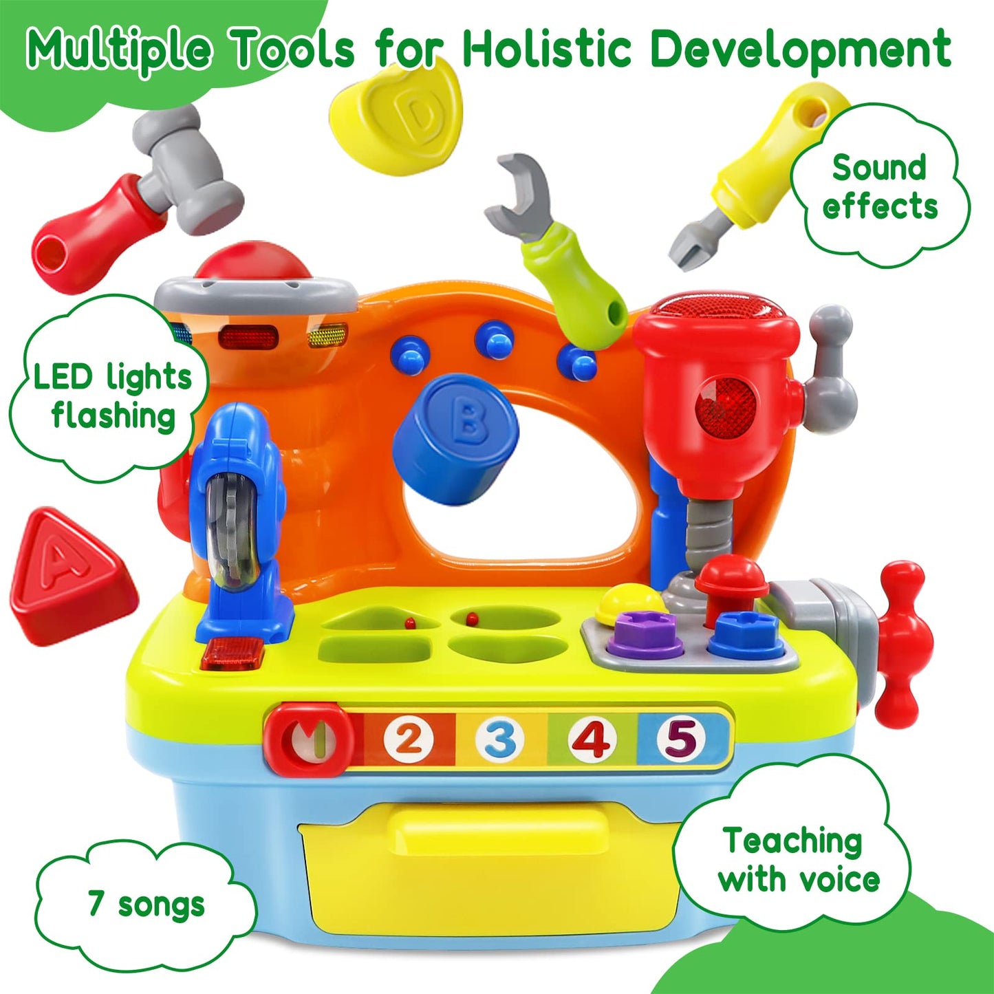 SYAOMUNLY Baby Toys for 1 Year Old Boy Girl Musical Learning Workbench for 1 2 Year Old Boy Birthday Gift Early Educational Sound Shape Toddler Toys Age 1-2 Tool Set for Kids 12-18 Months
