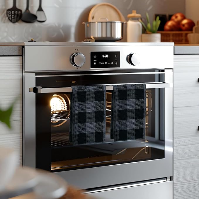 Homaxy 100% Cotton Waffle Weave Check Plaid Kitchen Towels, 20 x 28 Inches