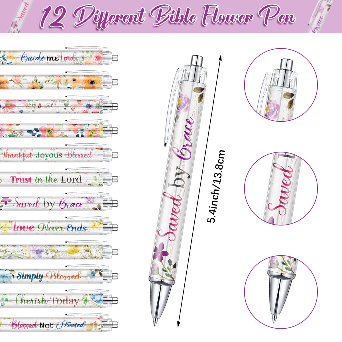 Colarr 12 Sets Christian Bulk Gifts for Women Bible Verse Pens Notebooks Religious VBS Scripture Ballpoint Pens Bookmarks Journal for Easter Sunday School Church Inspirational Supply(Floral)