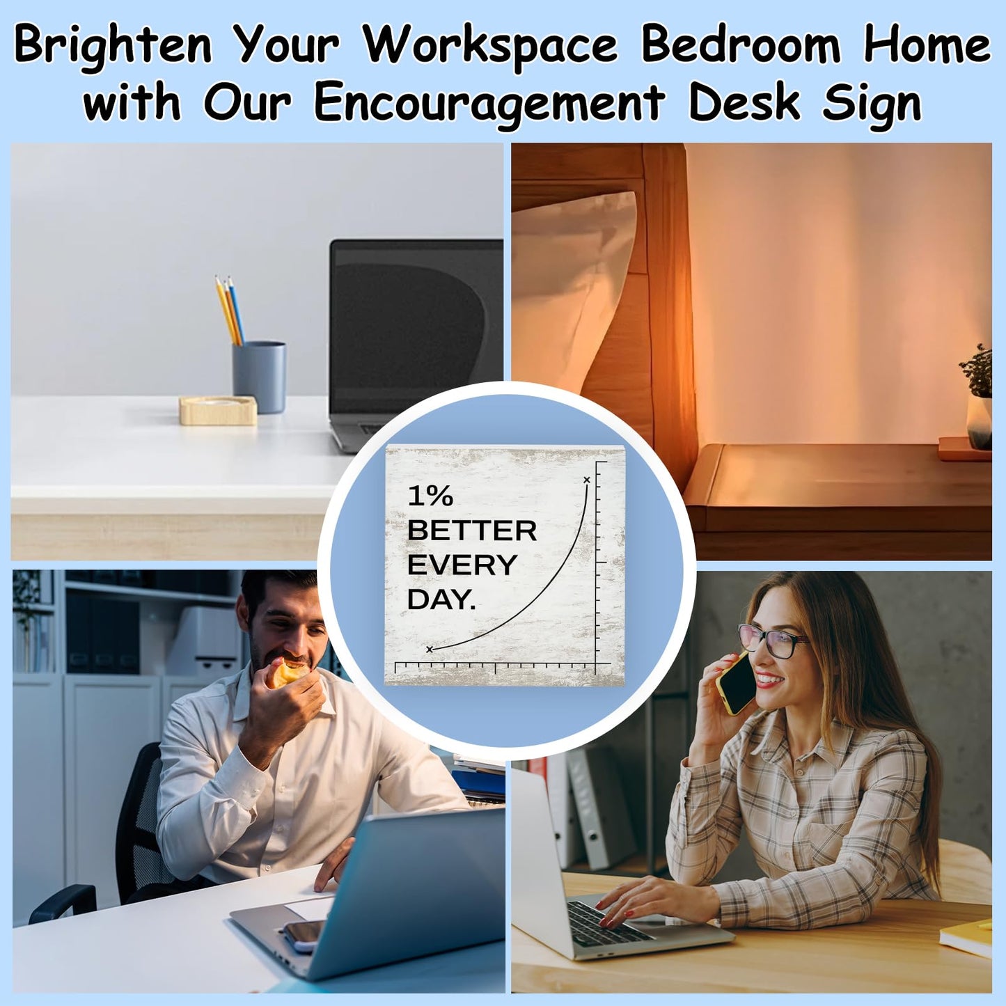 1% Better Every Day Motivational Office Desk Decor Inspirational Home Accessories Work Appreciation Gifts for Men Women Coworkers Employees Boss Positive Wooden Sign