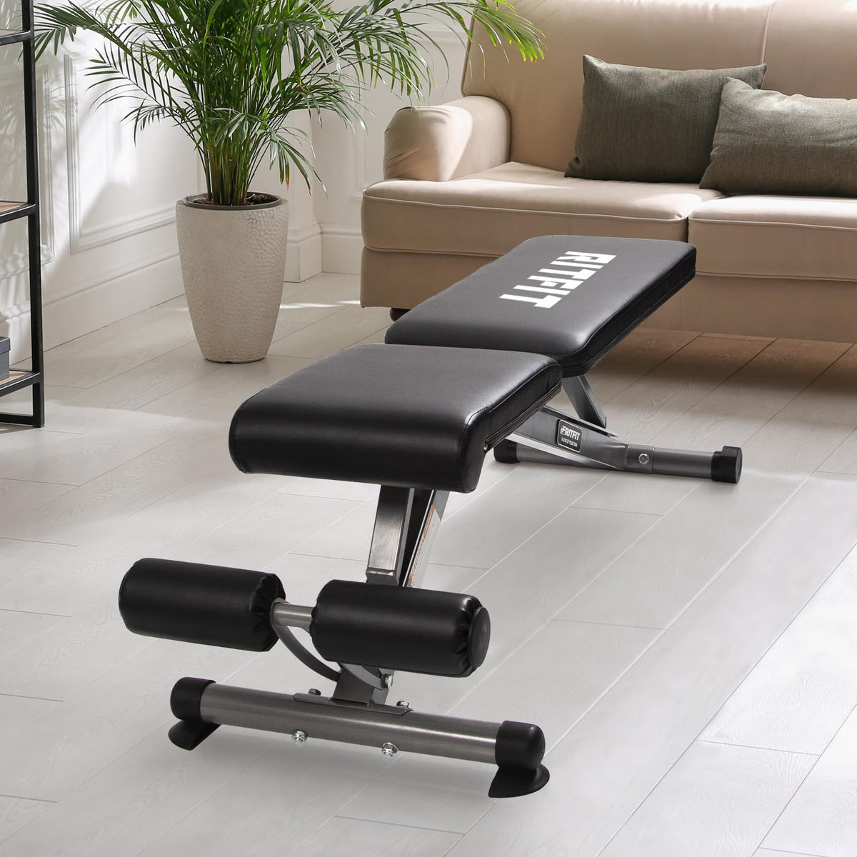 RitFit Adjustable/Foldable Utility Weight Bench for Home Gym, Weightlifting and Strength Training - Bonus Workout Poster with 35 Total Body Exercises