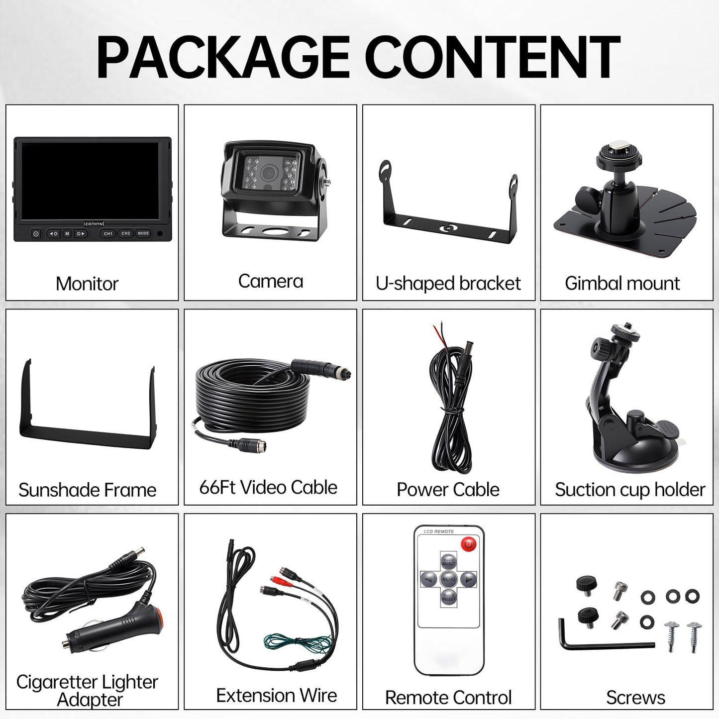 7" AHD Backup Camera System, IP69K Heavy‑Duty Reverse Rear View Camera with Guide Line, Night Vision, 20G Vibration‑Proof, Plug and Play for Truck/RV/Trailer/Tractor/Excavator/Heavy Equipment