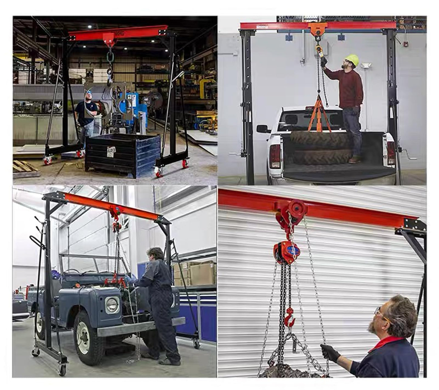 Adjustable Gantry Crane - 1 Ton (2500Lbs) Capacity Portable Hoist Frame, Shop Crane Hoist, Trolley, Sling, Shackles, Hooks and Festoon System, Lifting Gantry for Factories, Warehouses, Garage (1 Ton)