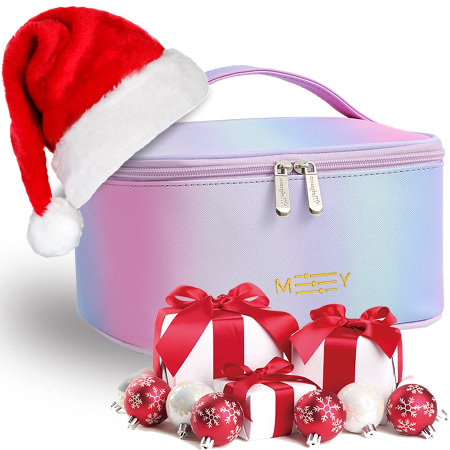 Gradient Makeup Bag Small Travel Cosmetic Bags for Teen Girls Zipper Pouch Makeup Organizer Waterproof Cute Pink Purple Blue Green(Rainbow Pink)