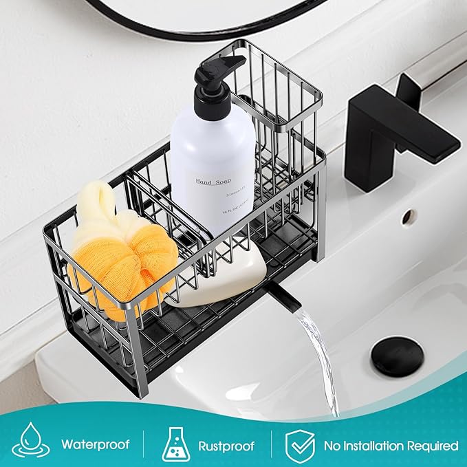 Sinnsally Kitchen Sponge Holder, 2 Tier Sink Caddy Organizer