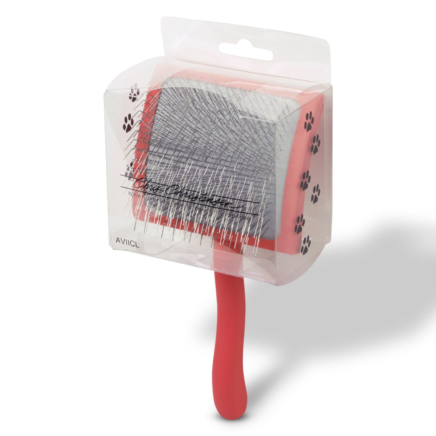 Chris Christensen Big G Dog Slicker Brush for Dogs (Goldendoodles, Labradoodles, Poodles), Groom Like a Professional, Fluff Detangle Style, Saves Time Energy, Coral, Large