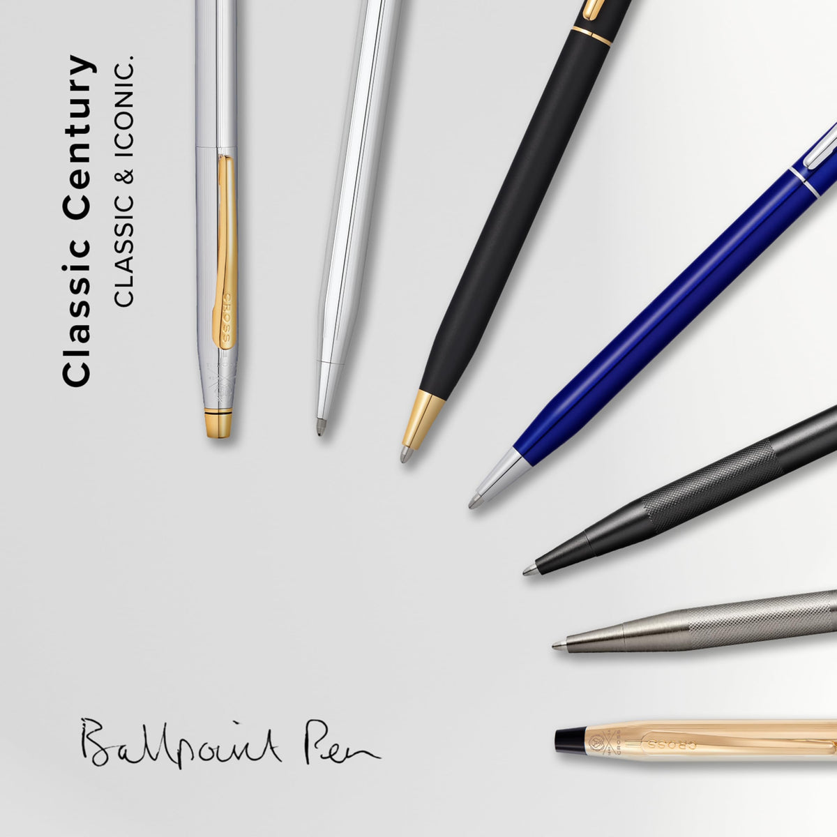Cross Classic Century Refillable Ballpoint Pen Presented in a Luxury Gift Box - Medium Point, Black Ink, Titanium Gray Micro-knurl