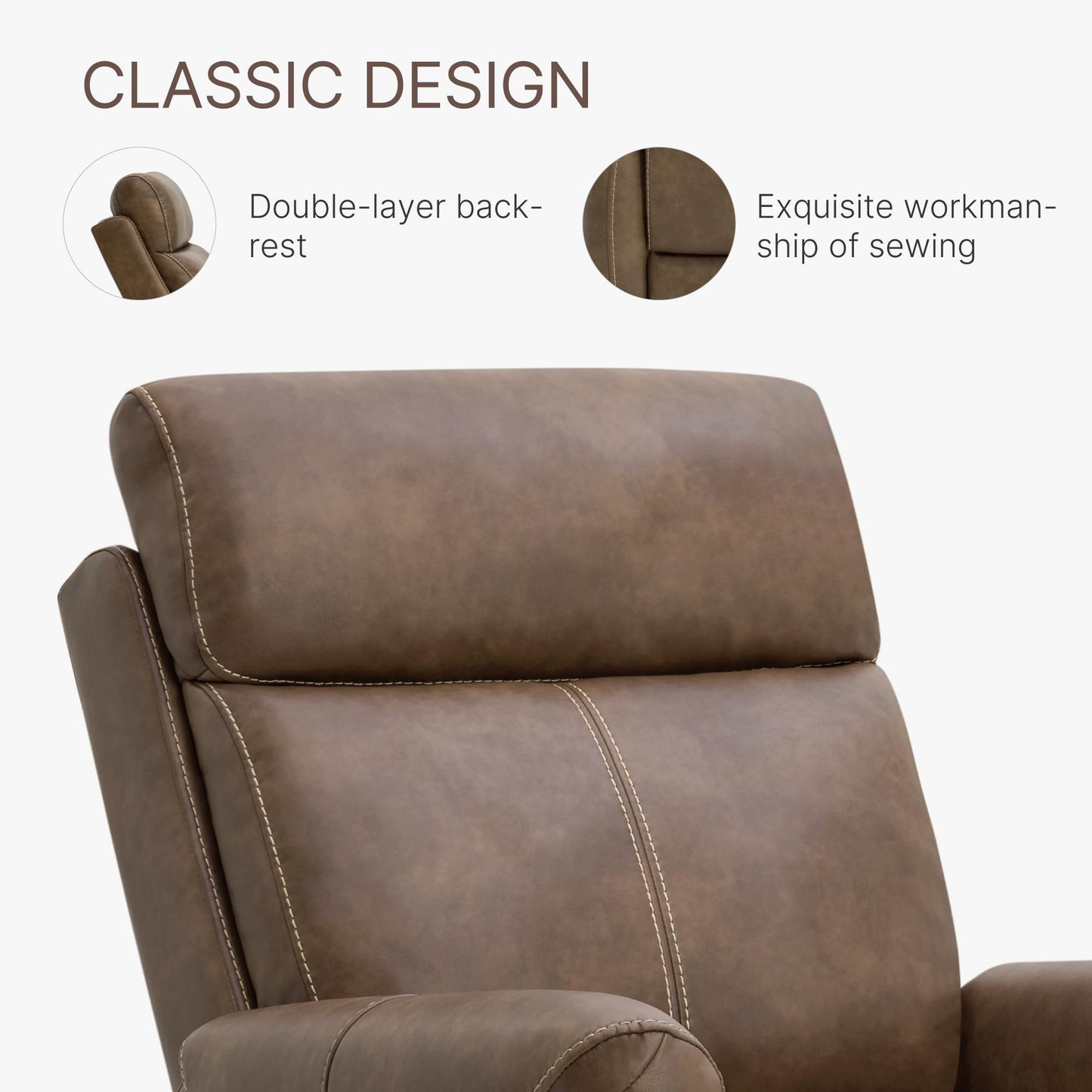 KISLOT Leather Recliner Chair Set of 2, Wall Hugger RV Recliners with USB Charging Ports Electric Power Reclining Sofa for Living Room Home Theater Seating Bedroom