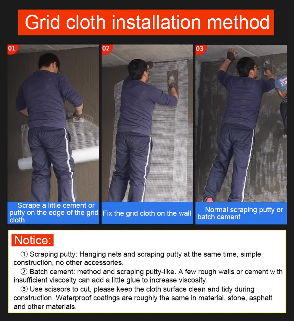 SXKJDM Fiberglass Mesh Plastering Mesh Enhanced Strength and Stability for Your Walls and Ceilings Durable(Size:1x50m(3.2ft x 164ft))