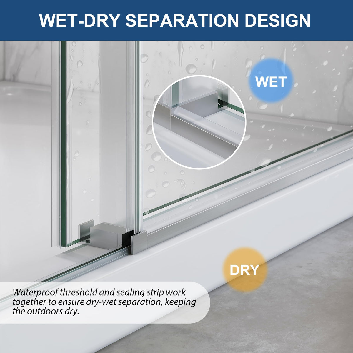 Frameless Shower Door,5/16" (8mm) Glass Sliding Shower Door with Soft-Close & Anti-Leak,Nano Coating Anti-Explosion Film SGCC Tempered Glass 43"-48" X 76"H,Brushed Nickel