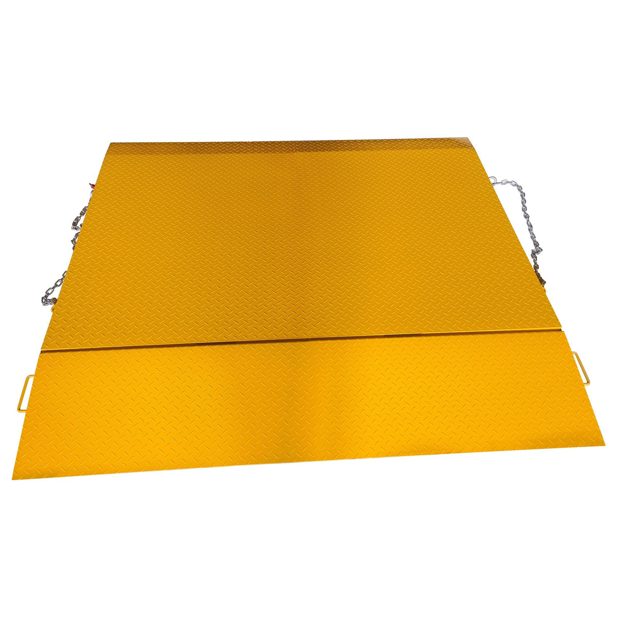 Heavy Duty Shipping Container Ramp 16,000 lbs Capacity, Forklift Compatible Steel Loading Ramp with Fold-Down Loop Flips, Safety Chain & Pin, Spray Paint Coated for Warehouse Dock Truck