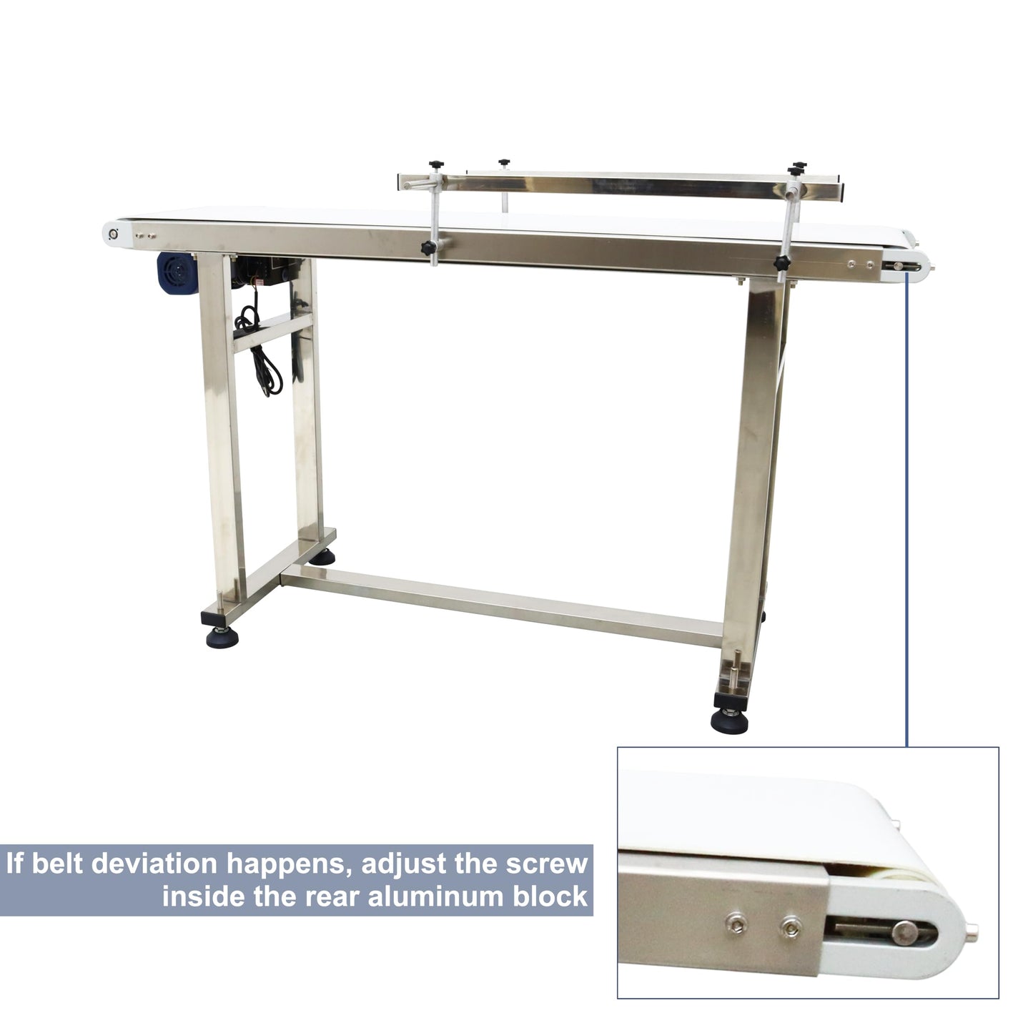 BREVELTION PVC Flat Belt Conveyor Stainless Steel Industrial Transport Conveyor Adjustable Speed Conveyor with Double Guardrails Conveyor Length 53.15inch Width 11.8inch Load 11LBS 60W