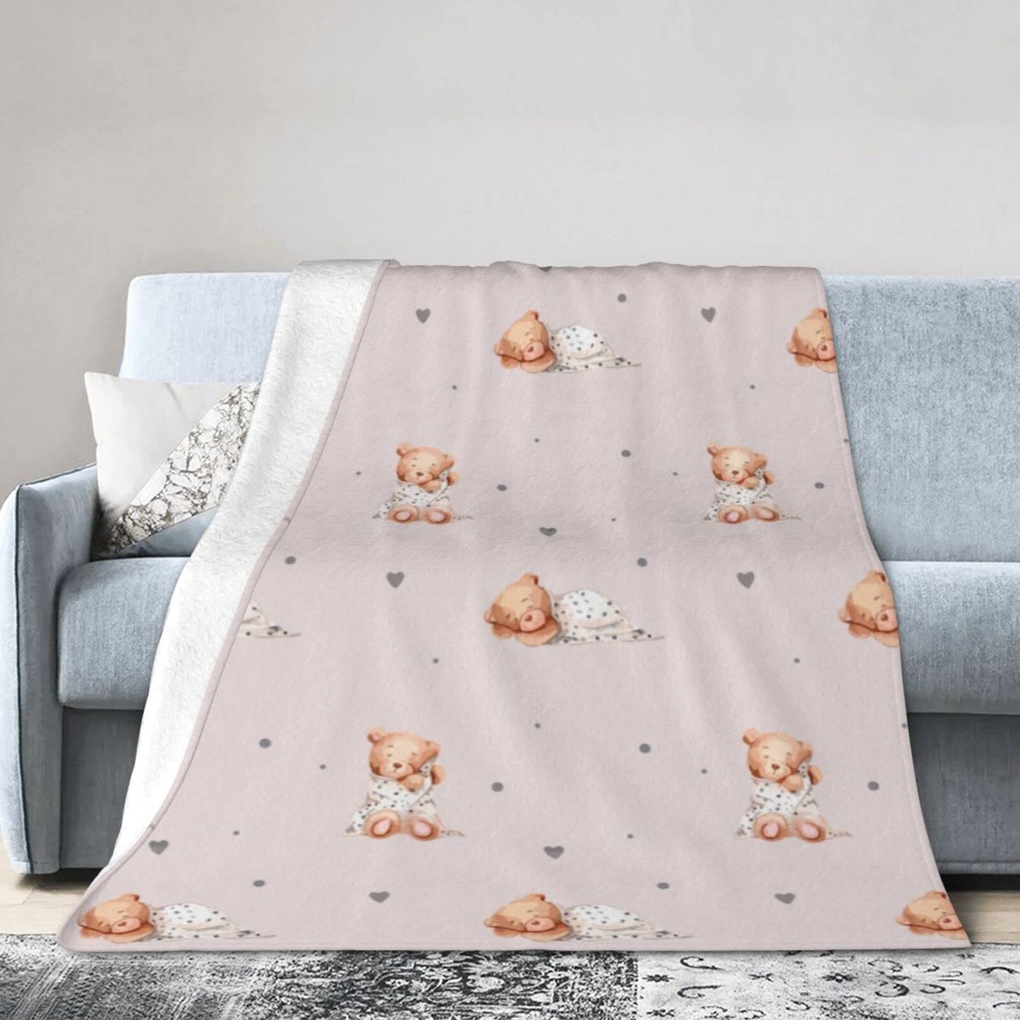 Perinsto Cute Bears Throw Blanket Ultra Soft Warm All Season Decorative Fleece Blankets for Bed Chair Car Sofa Couch Bedroom 50"X40"