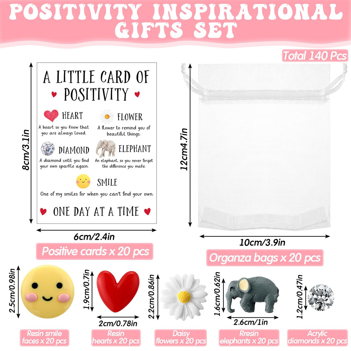 Lincia 20 Set Mother Day Administrative Professional Gifts Bulk Emotional Positivity Support Inspirational Card Pocket Resin Mini Ornament Gifts for Staff Employee Teacher Nurse Coworker (Cute)